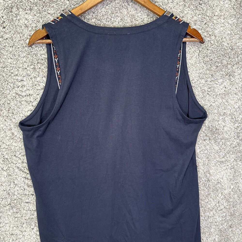 Christian Siriano Embroidered Sleeveless Blouse Top Navy Blue XL Boho Floral - Picture 8 of 10